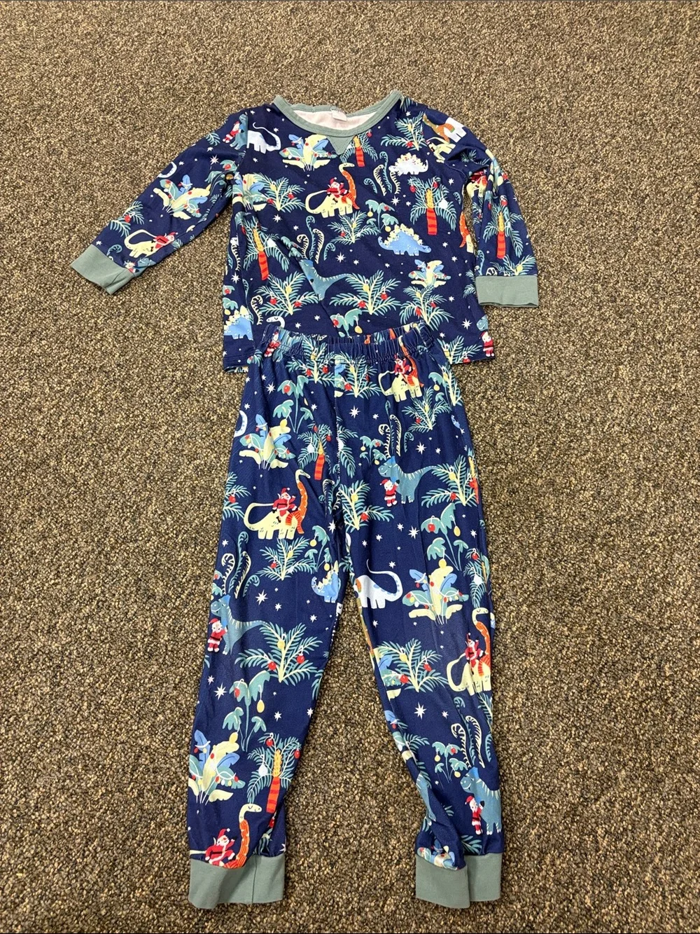 Dino and Christmas Print Kids Pajama Set
